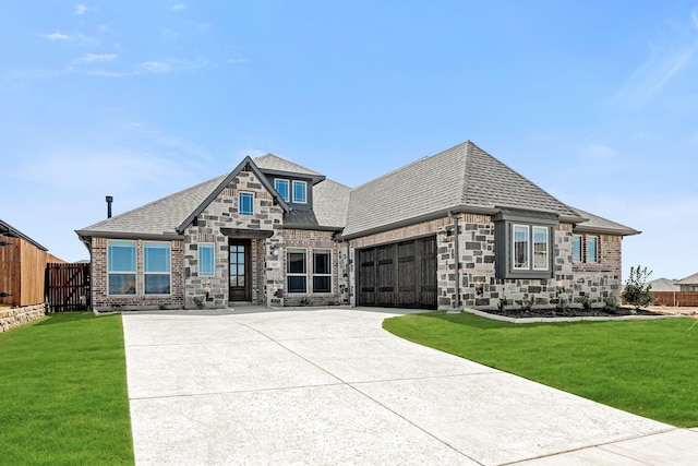 2617 Lila St, Burleson, TX 76028 - view of front of property featuring driveway, stone siding, an attached garage, and brick siding