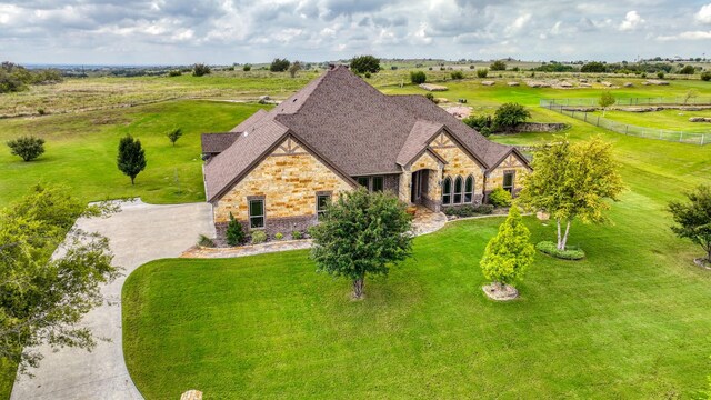 drone / aerial view with a rural view