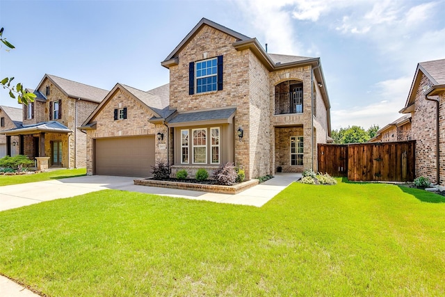 view of front of home featuring a garage and a front yard