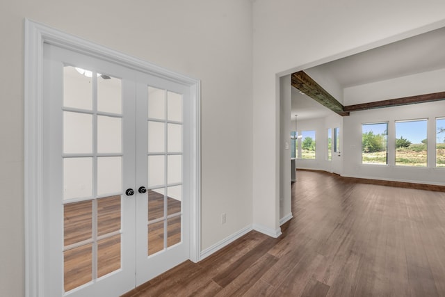 interior space with dark wood-type flooring and french doors