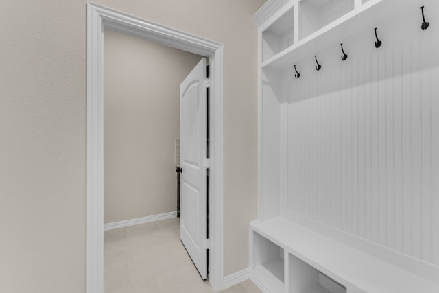 mudroom featuring light tile patterned floors