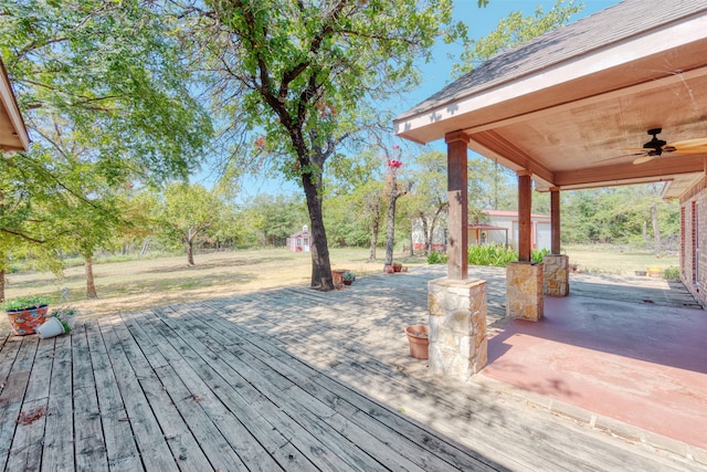 deck featuring ceiling fan