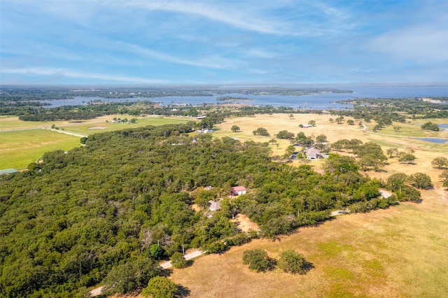 aerial view with a water view and a rural view