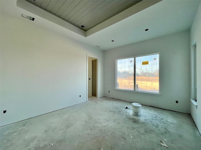 unfurnished room featuring a raised ceiling