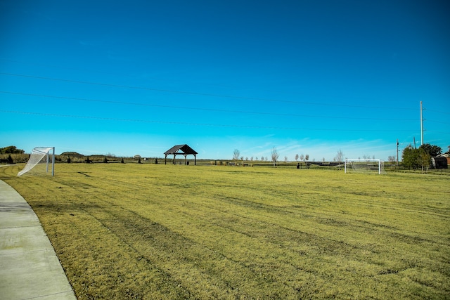 view of yard with a gazebo and a rural view