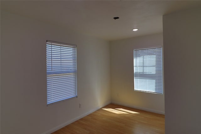 empty room featuring a wealth of natural light and light hardwood / wood-style floors