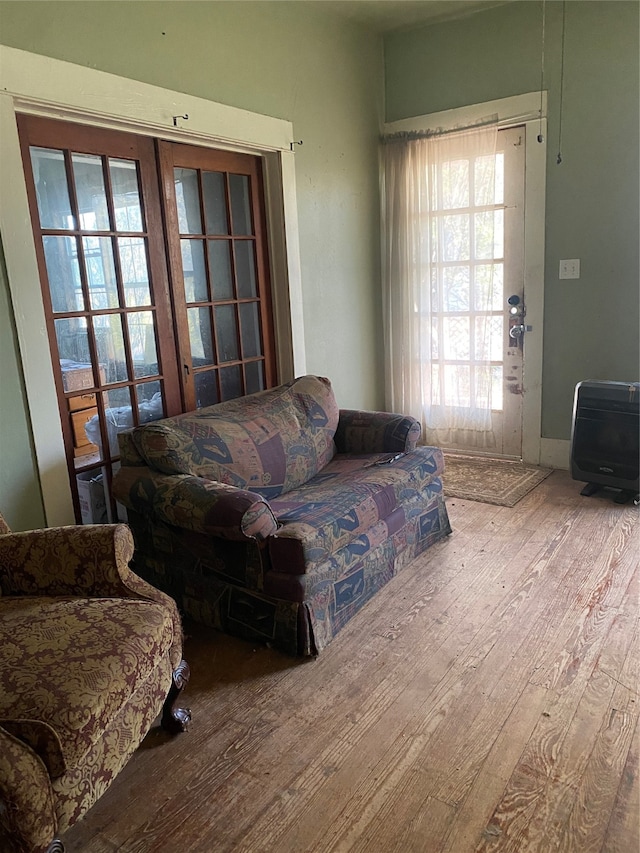 living room with hardwood / wood-style floors