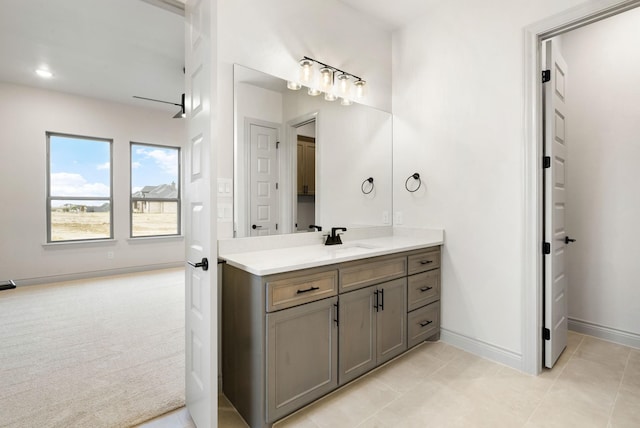 195 Coalson Xing, Azle, TX 76020 - bathroom featuring vanity, baseboards, and tile patterned flooring
