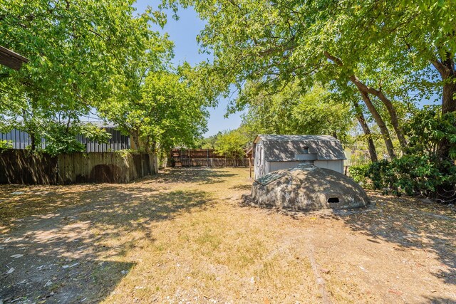 view of yard featuring a shed