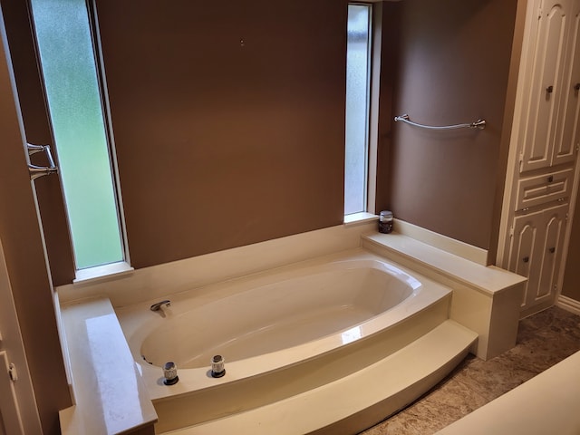 bathroom featuring a healthy amount of sunlight and a washtub