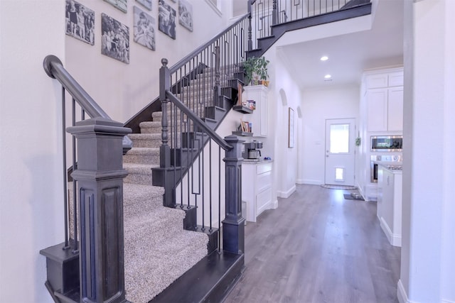 entrance foyer featuring dark wood-type flooring