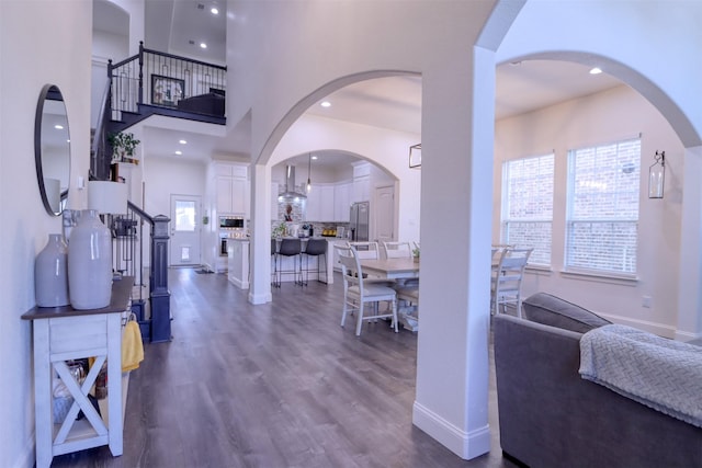 foyer featuring dark wood-type flooring