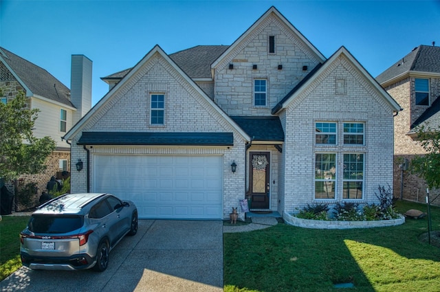 view of front of house featuring a garage and a front yard