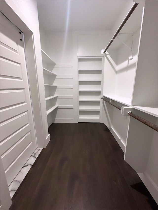 spacious closet with hardwood / wood-style floors