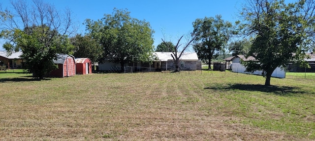 view of yard with a shed