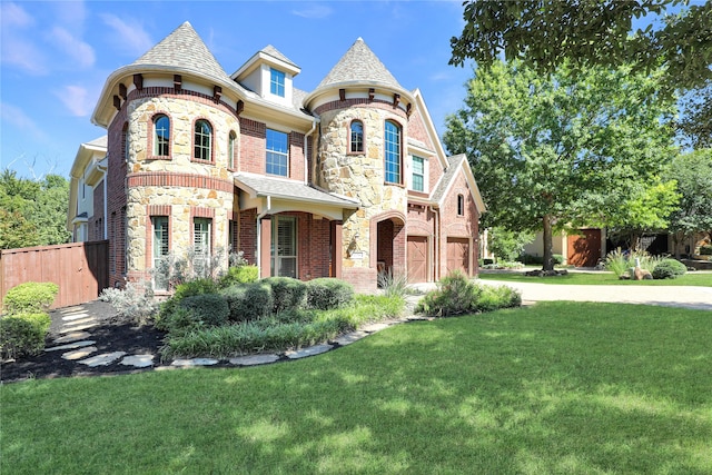 view of front of home with a garage and a front yard