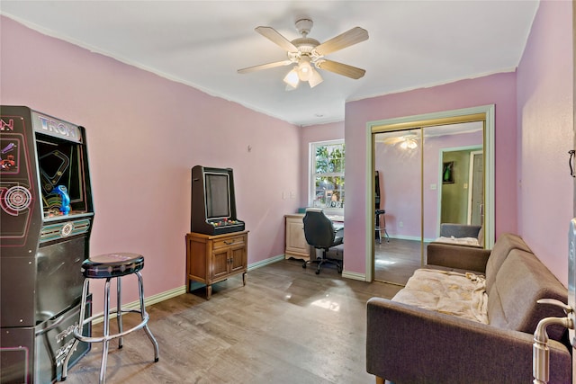 office area featuring ceiling fan