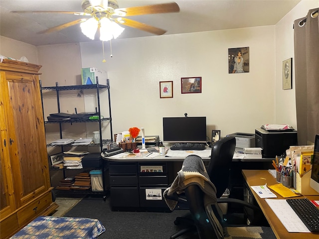 office featuring ceiling fan