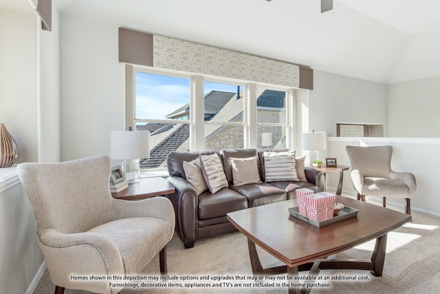 living room with light colored carpet