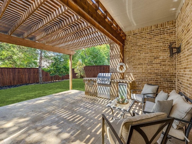 view of patio / terrace featuring a grill and a pergola