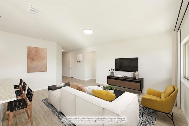 living room featuring light hardwood / wood-style flooring