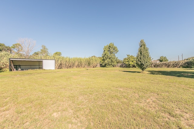 view of yard featuring an outdoor structure