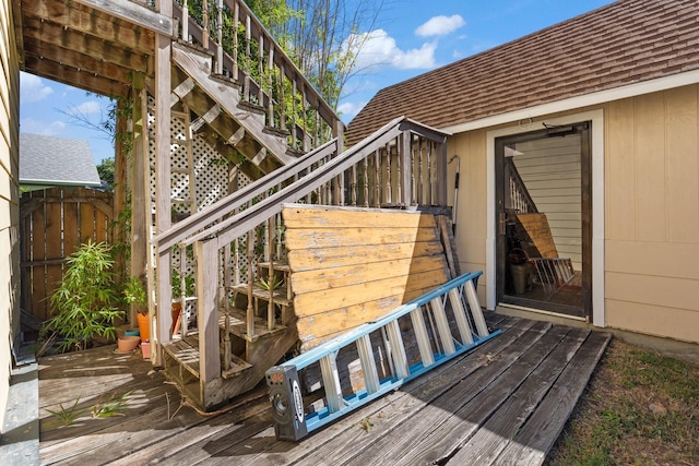 805 S 3rd St, Grandview, TX 76050 - wooden deck with stairs and fence