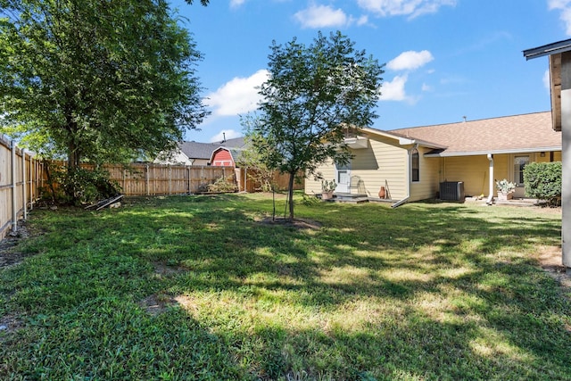 805 S 3rd St, Grandview, TX 76050 - view of yard featuring central air condition unit and a fenced backyard