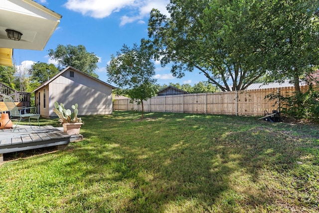 805 S 3rd St, Grandview, TX 76050 - view of yard with a fenced backyard and a wooden deck