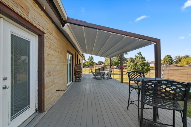 deck with a trampoline