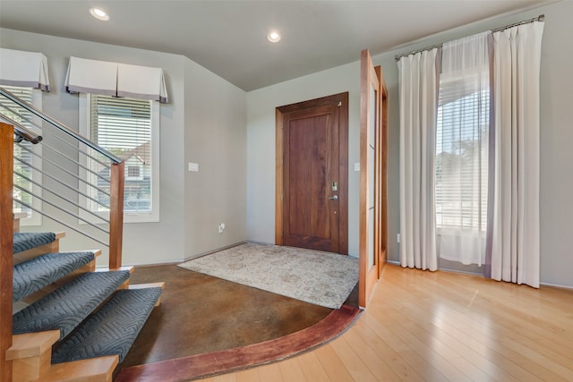 entrance foyer with light hardwood / wood-style flooring