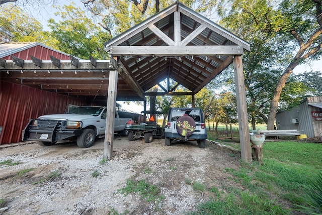 view of parking / parking lot with a carport