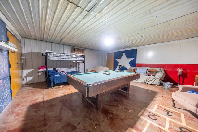 playroom featuring billiards and concrete floors