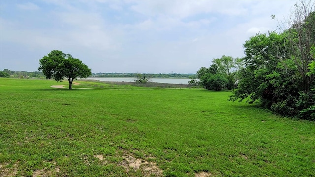 view of yard featuring a water view