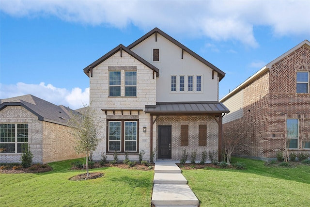 view of front of property featuring a front yard