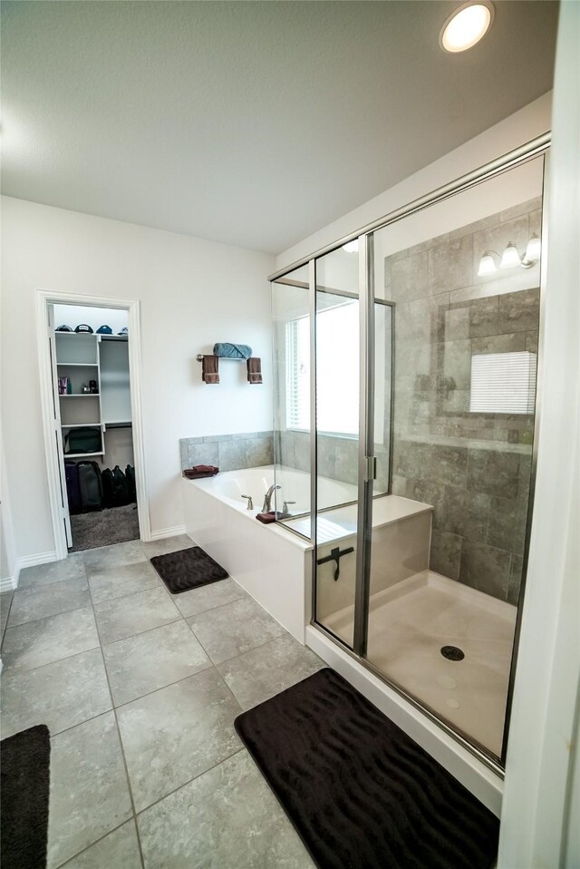 bathroom with plus walk in shower