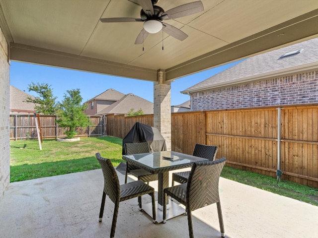 view of patio / terrace with ceiling fan