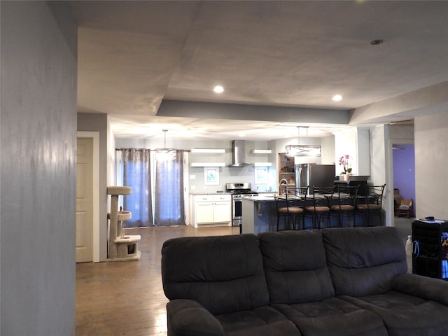 living room featuring light hardwood / wood-style floors