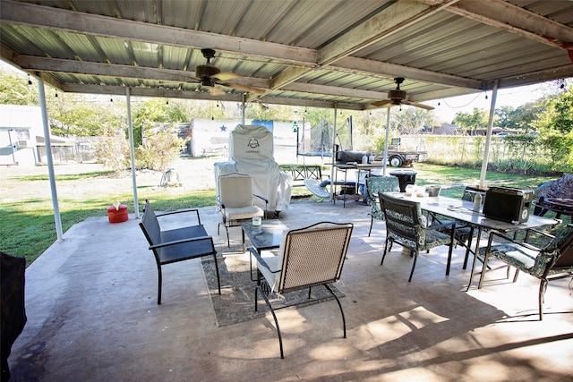 view of patio / terrace with ceiling fan