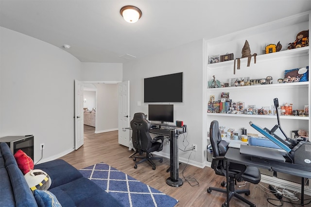 home office featuring light wood-type flooring