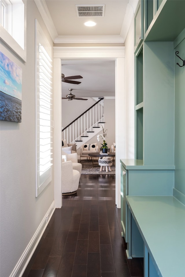 hall featuring dark hardwood / wood-style flooring