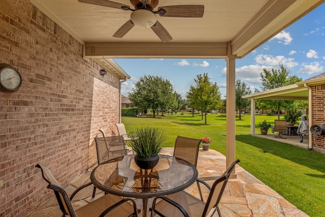 view of patio / terrace with ceiling fan