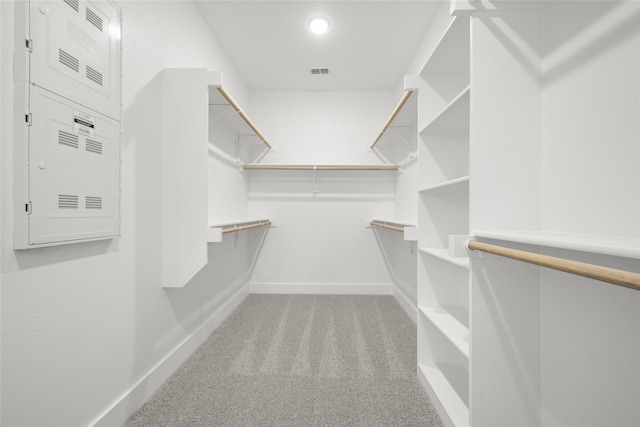 walk in closet featuring carpet