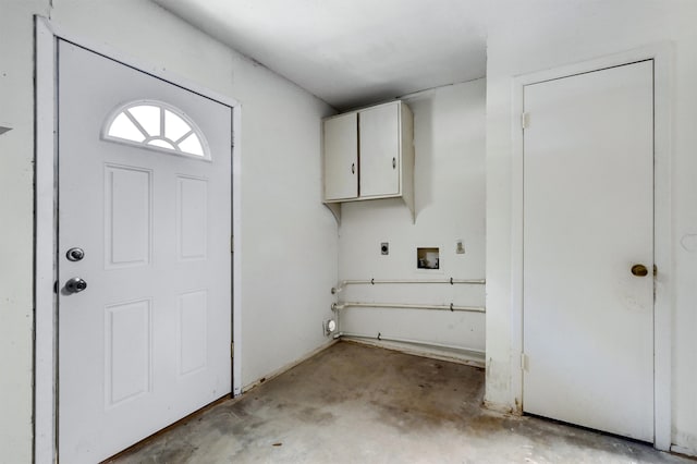 laundry area featuring cabinets, electric dryer hookup, and washer hookup