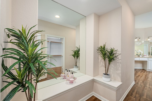 interior space with hardwood / wood-style floors