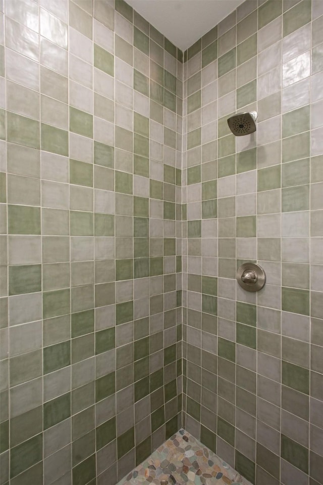 bathroom with a tile shower