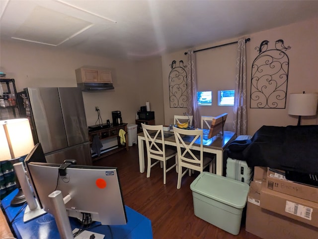 dining room with dark wood-type flooring