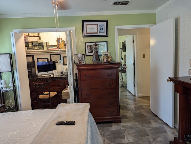 bedroom featuring ornamental molding