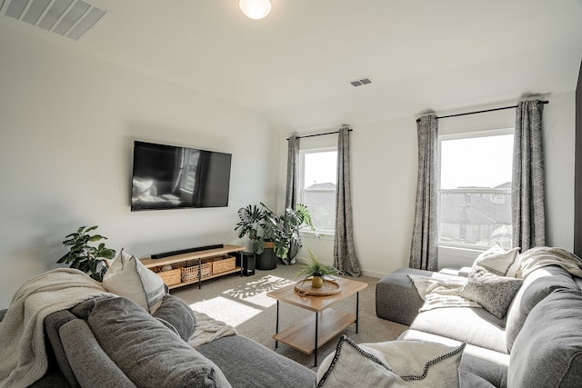 living room with light carpet