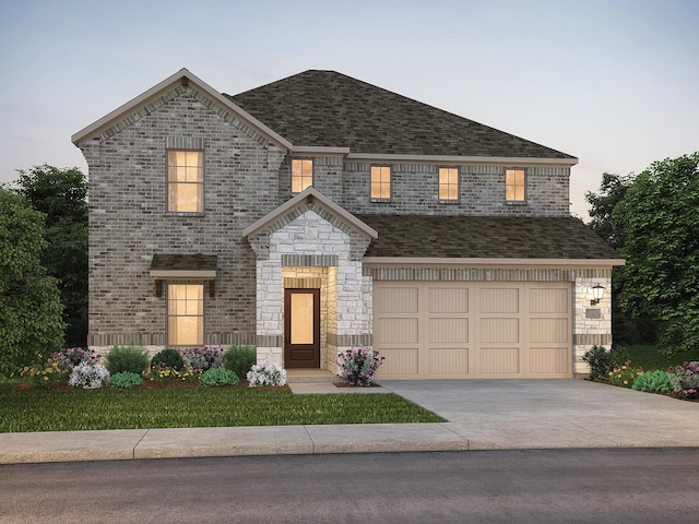 view of front of property with a garage